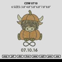 Cow 0710 Embroidery File 6 sizes