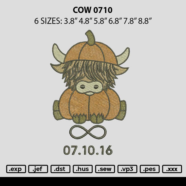 Cow 0710 Embroidery File 6 sizes