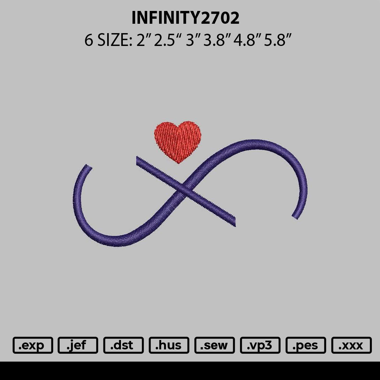 Infinity2702 Embroidery File 6 sizes