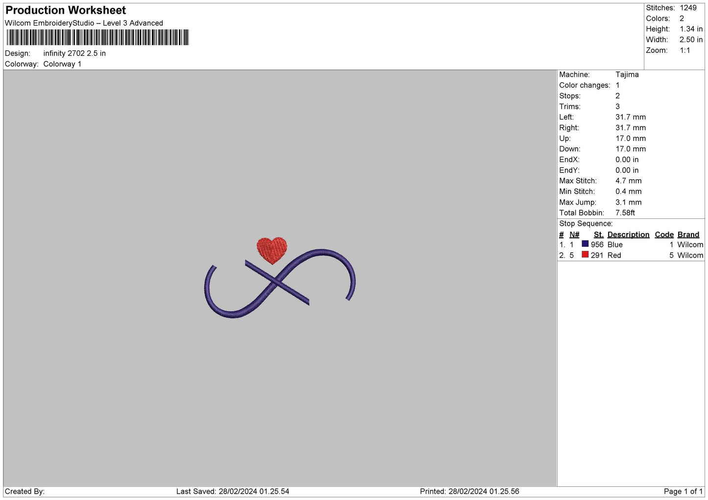 Infinity2702 Embroidery File 6 sizes