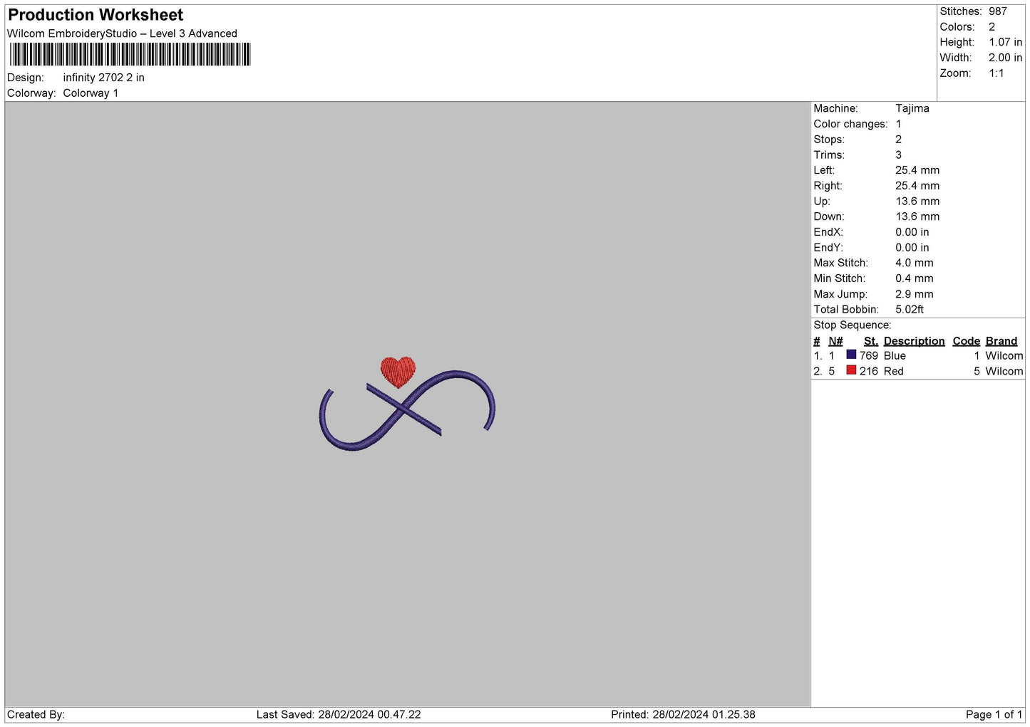 Infinity2702 Embroidery File 6 sizes