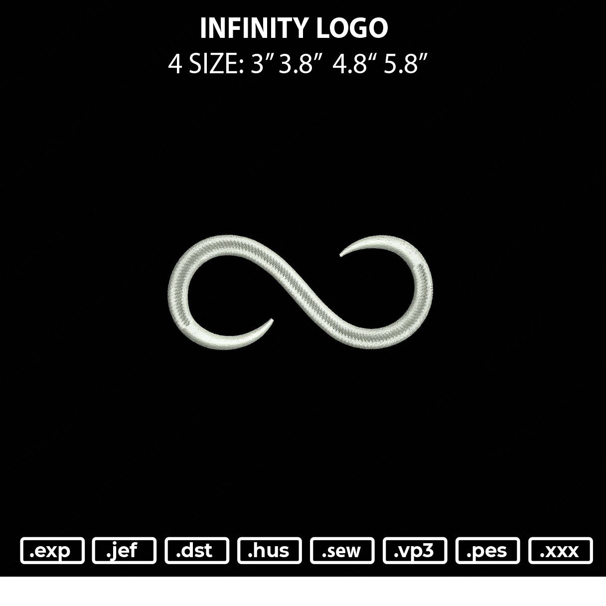 Infinity Logo Embroidery File 4 sizes