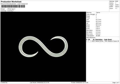 Infinity Logo Embroidery File 4 sizes