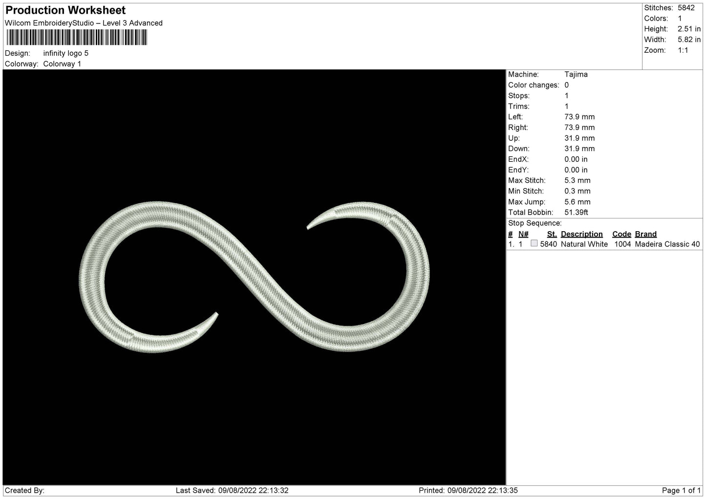 Infinity Logo Embroidery File 4 sizes