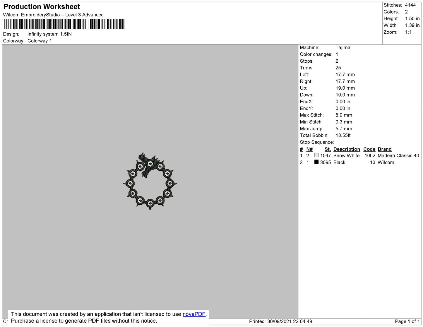 Infinity System Embroidery File 7 size