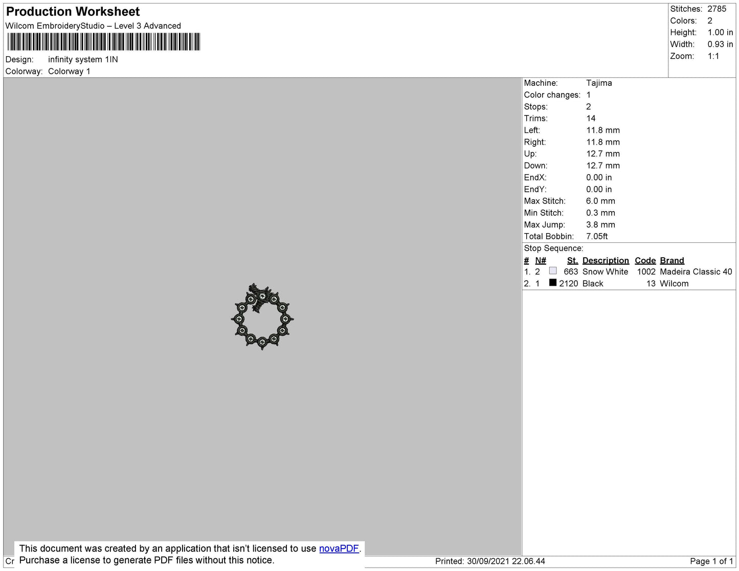 Infinity System Embroidery File 7 size