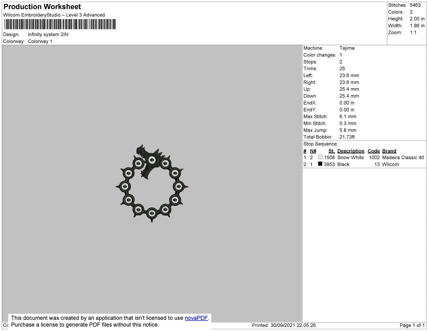 Infinity System Embroidery File 7 size