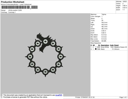 Infinity System Embroidery File 7 size