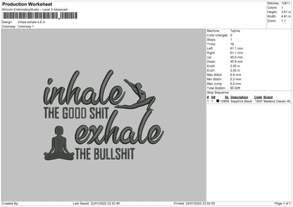 Inhale Exhale Embroidery File 4 size