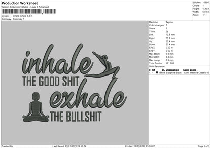 Inhale Exhale Embroidery File 4 size