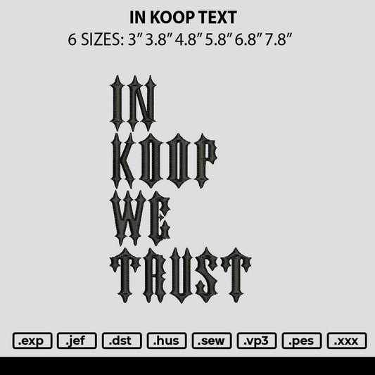 In Koop Text Embroidery File 6 sizes