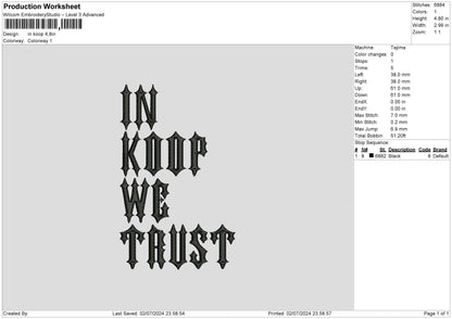 In Koop Text Embroidery File 6 sizes