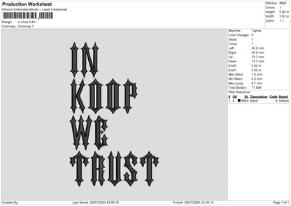 In Koop Text Embroidery File 6 sizes