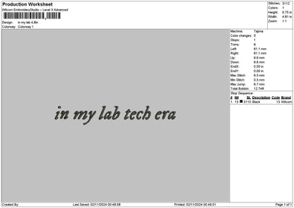 Mylabtext Embroidery File 6 sizes