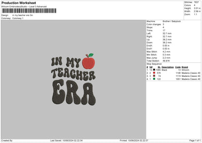 Teachertext Embroidery File 6 sizes