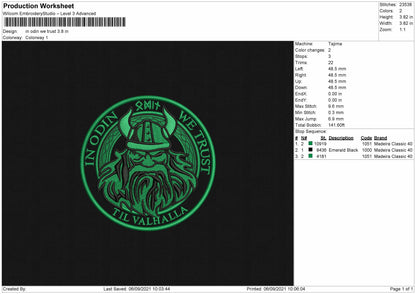 In Odin We Trust Embroidery File 4 Size