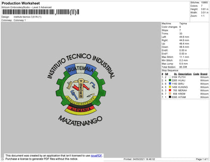 Instituto Embroidery File 4 size