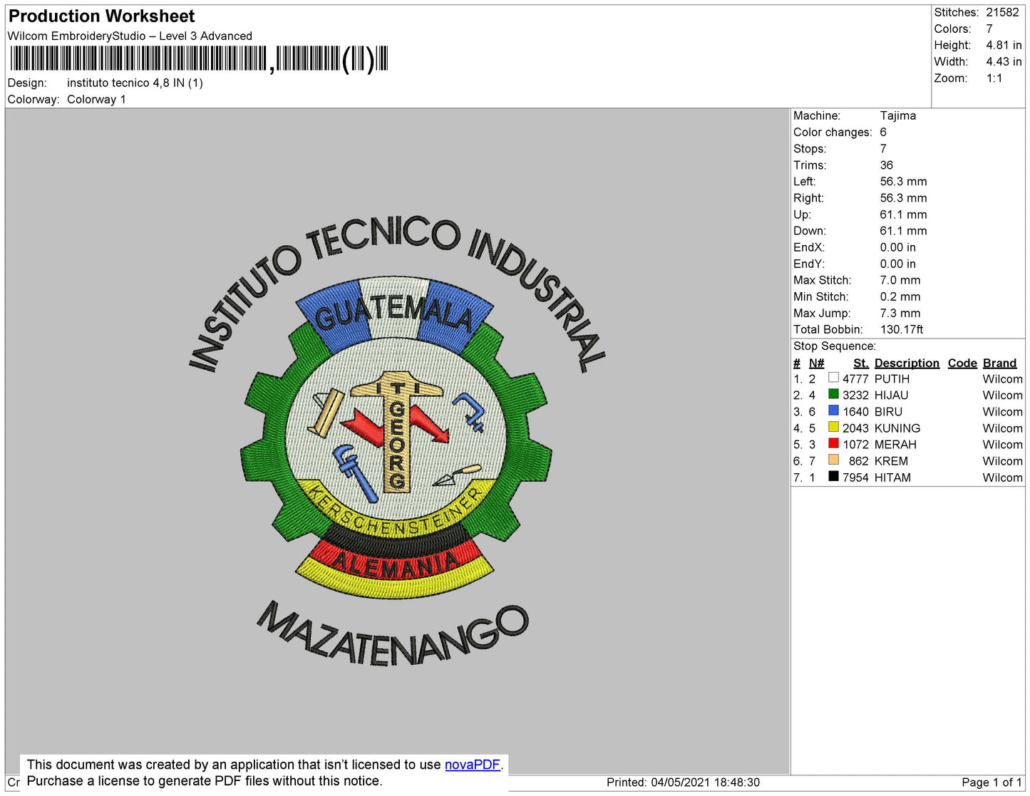 Instituto Embroidery File 4 size
