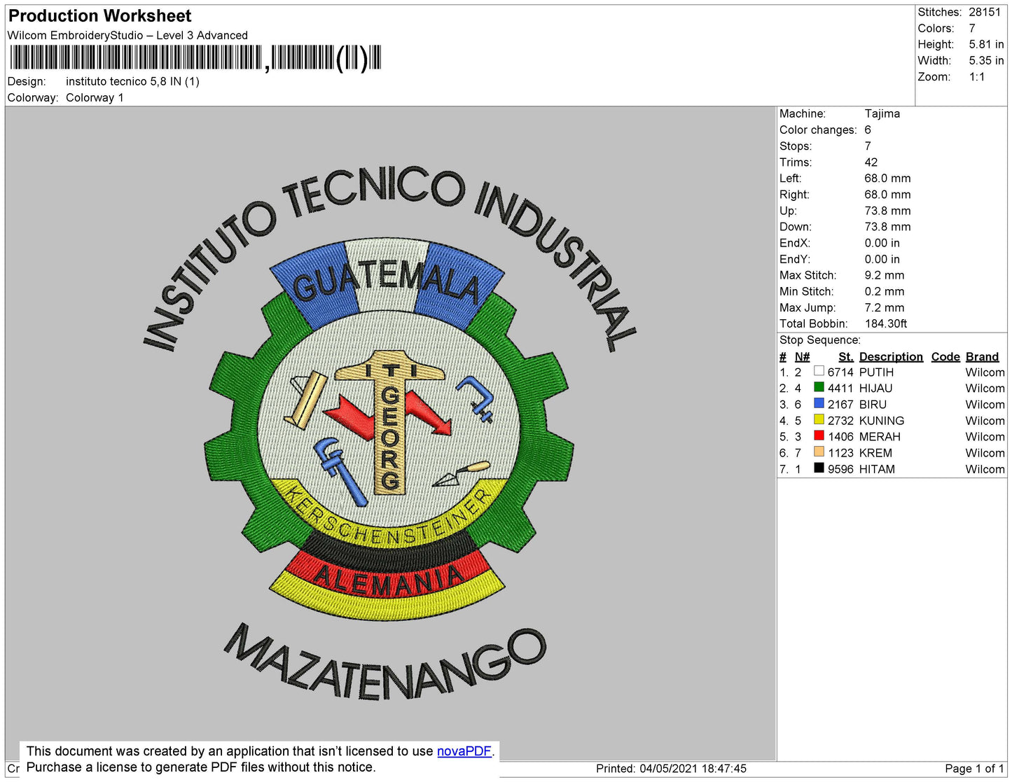 Instituto Embroidery File 4 size