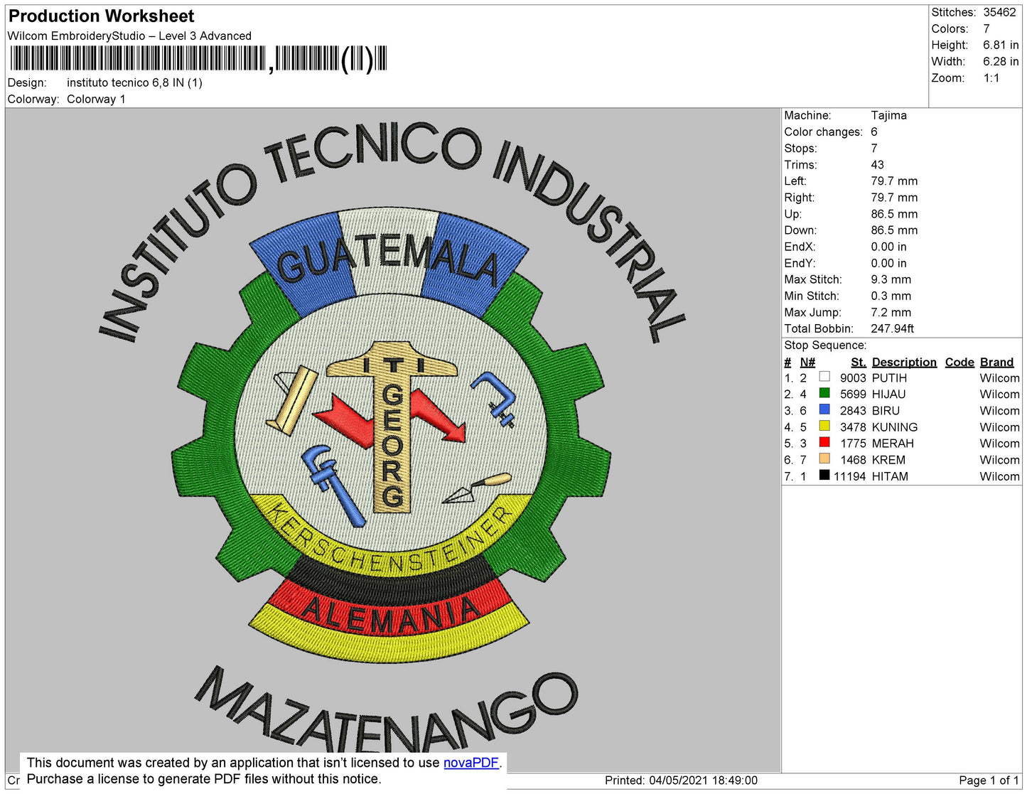 Instituto Embroidery File 4 size