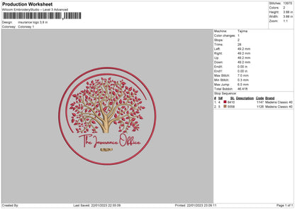 Insurance L Embroidery File 6 sizes