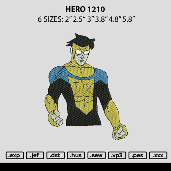 Hero 1210 Embroidery File 6 sizes