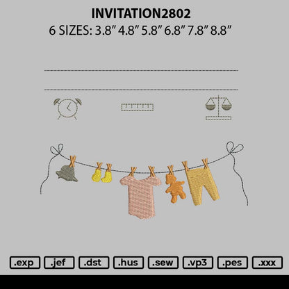 Invitationtext 2802 Embroidery File 6 sizes