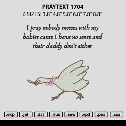 Praytext 1704 Embroidery File 6 sizes