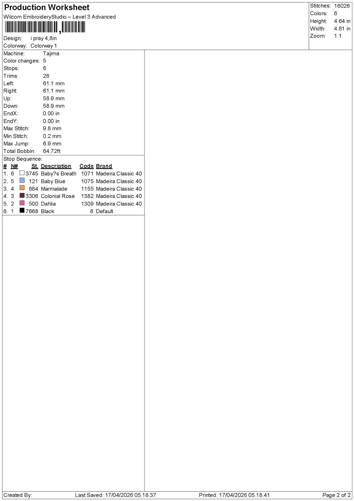 Praytext 1704 Embroidery File 6 sizes
