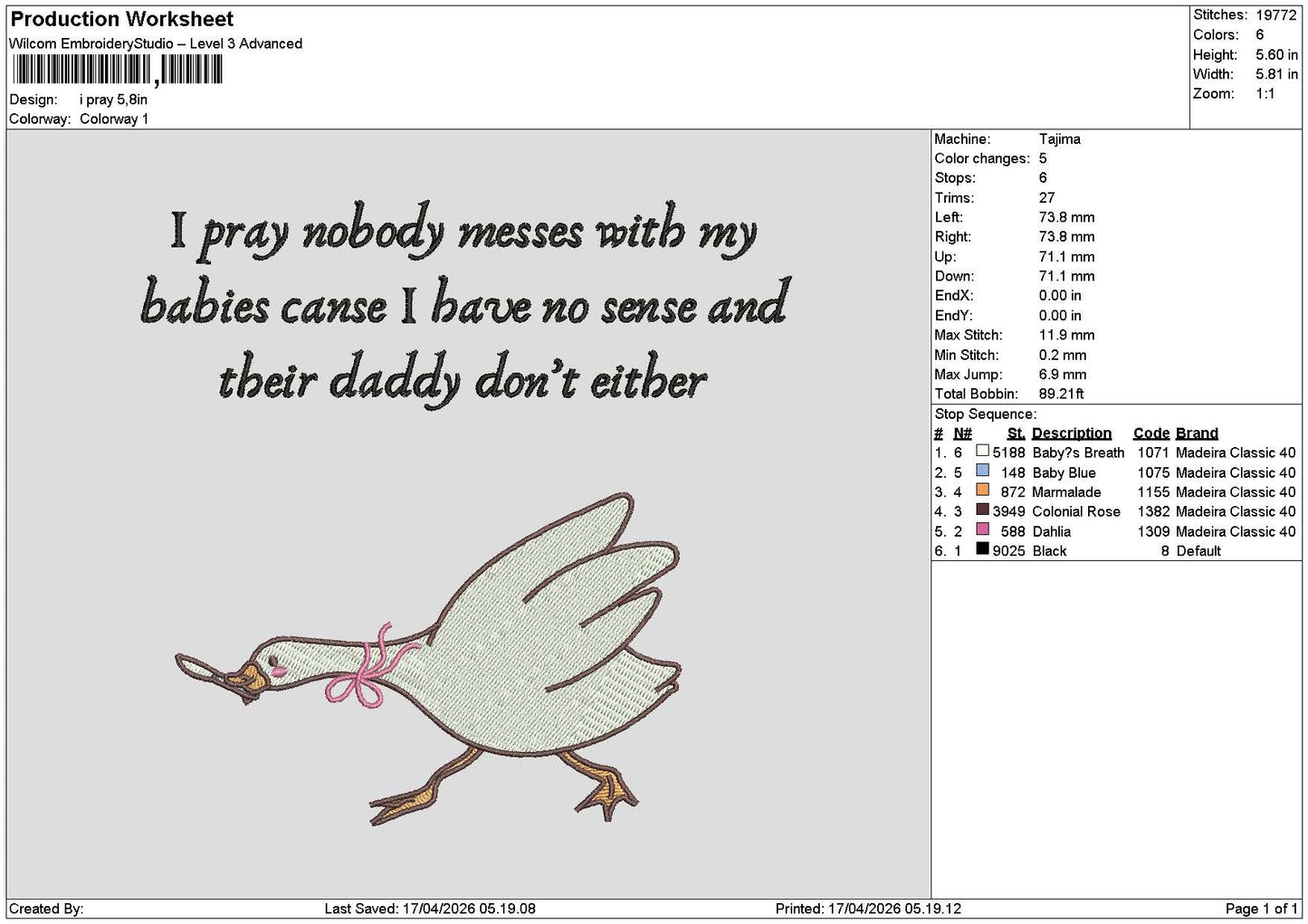 Praytext 1704 Embroidery File 6 sizes