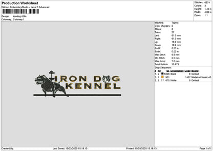 Irondogtext Embroidery File 6 sizes
