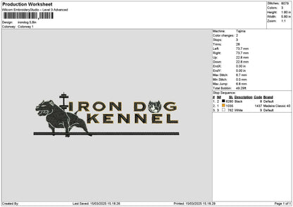 Irondogtext Embroidery File 6 sizes