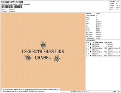 I See Quotes Embroidery File 4 size