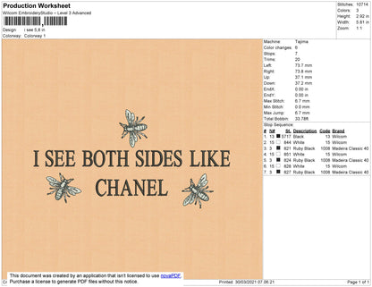 I See Quotes Embroidery File 4 size