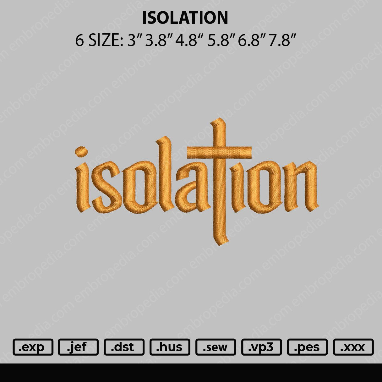 Isolation Embroidery File 6 sizes