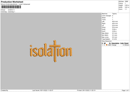 Isolation Embroidery File 6 sizes