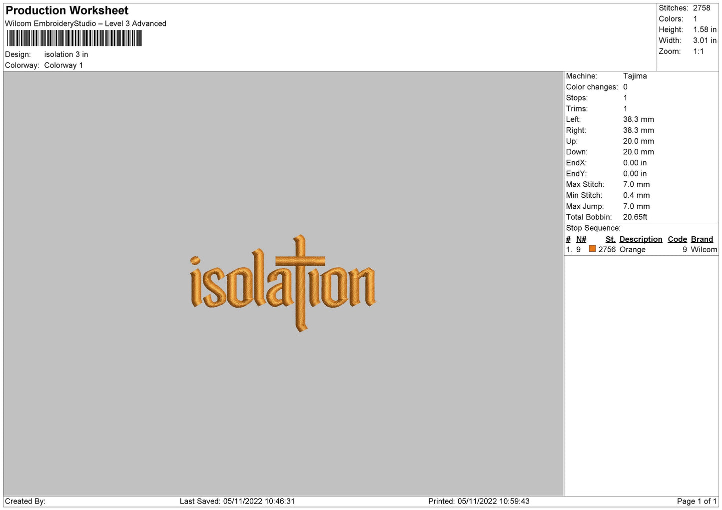 Isolation Embroidery File 6 sizes