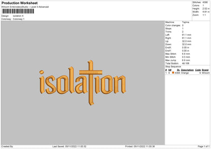 Isolation Embroidery File 6 sizes