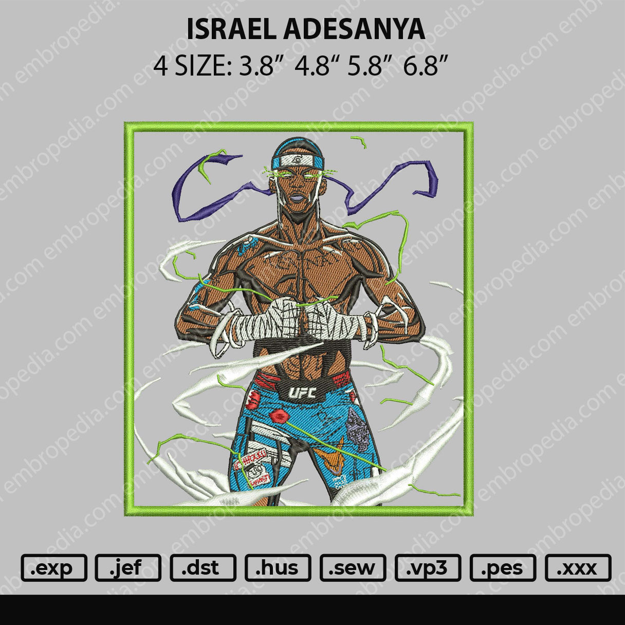 Israel Adesanya Embroidery File 4 size