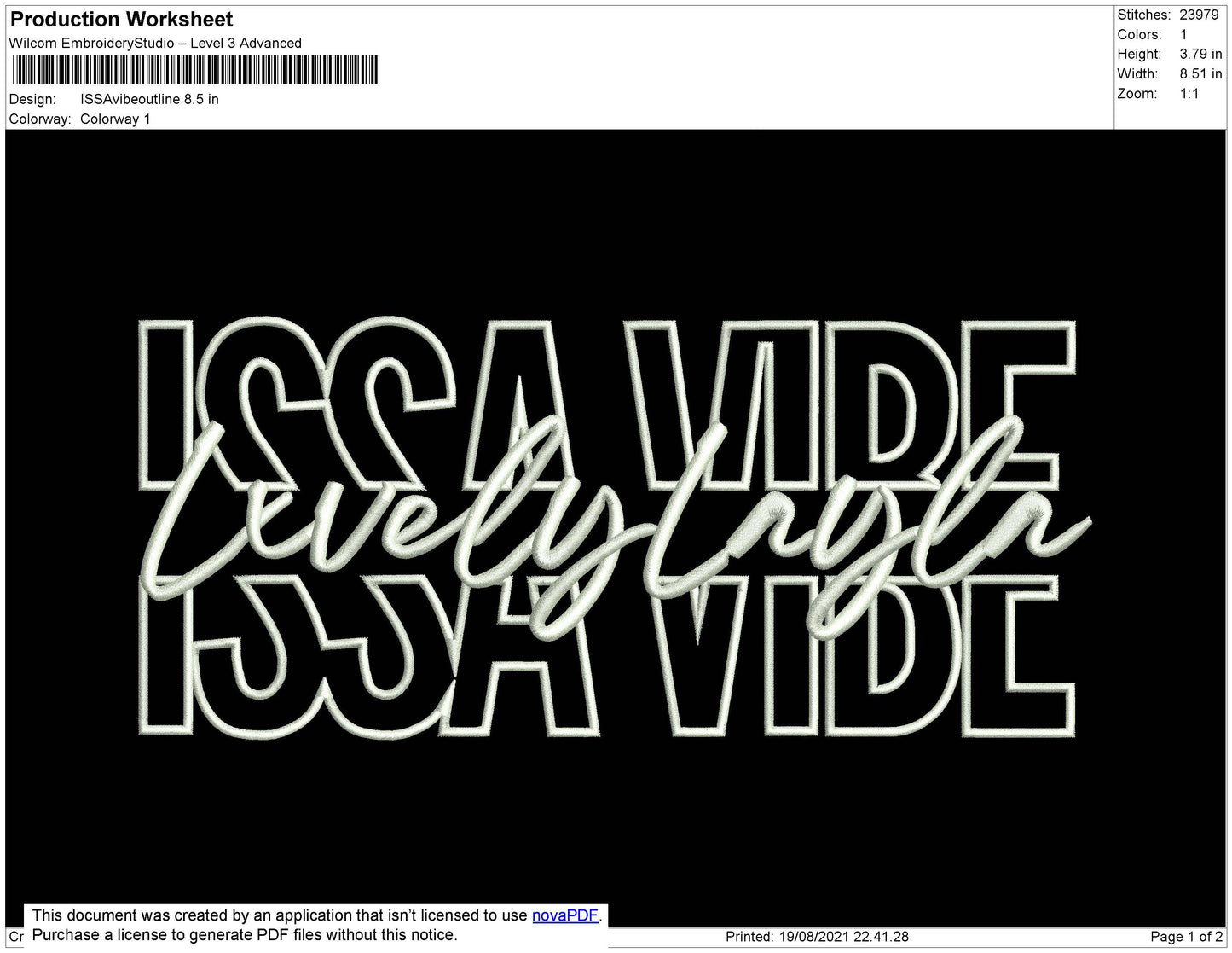 IssaVibe Outline Embroidery File 4 size