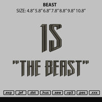 Beast Text Embroidery File 6 sizes