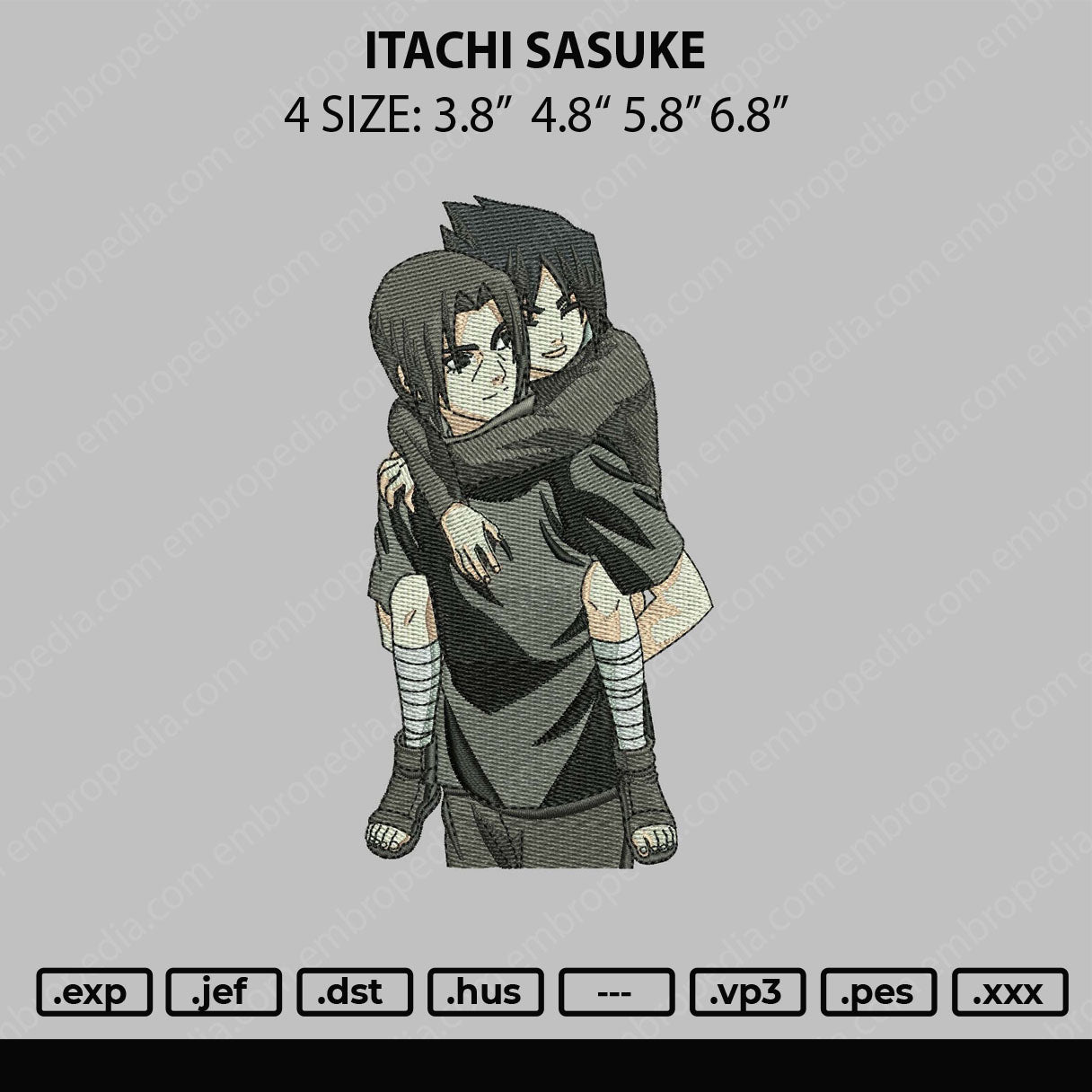 Itachi Sasuke Embroidery File 4 size