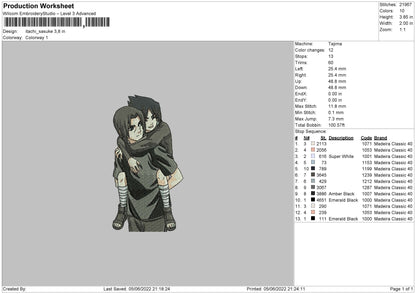 Itachi Sasuke Embroidery File 4 size