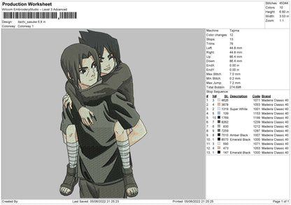 Itachi Sasuke Embroidery File 4 size