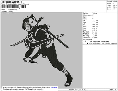 Itachi BW Embroidery File 4 size
