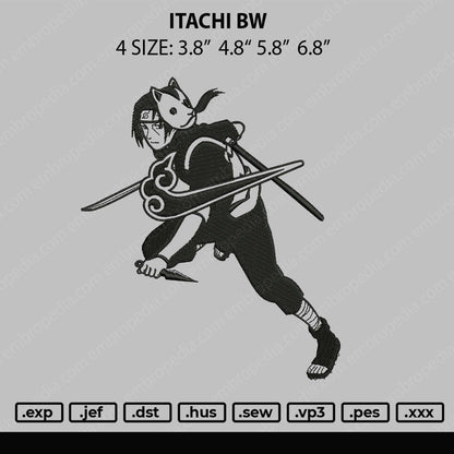 Itachi BW Embroidery File 4 size