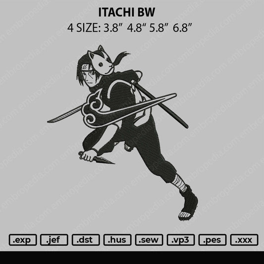 Itachi BW Embroidery File 4 size