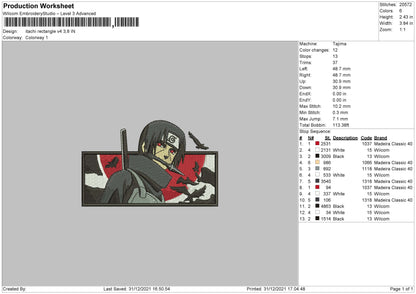 Itachi Rectangle V4 Embroidery File 4 size