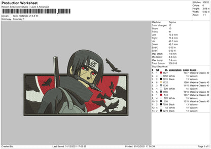 Itachi Rectangle V4 Embroidery File 4 size