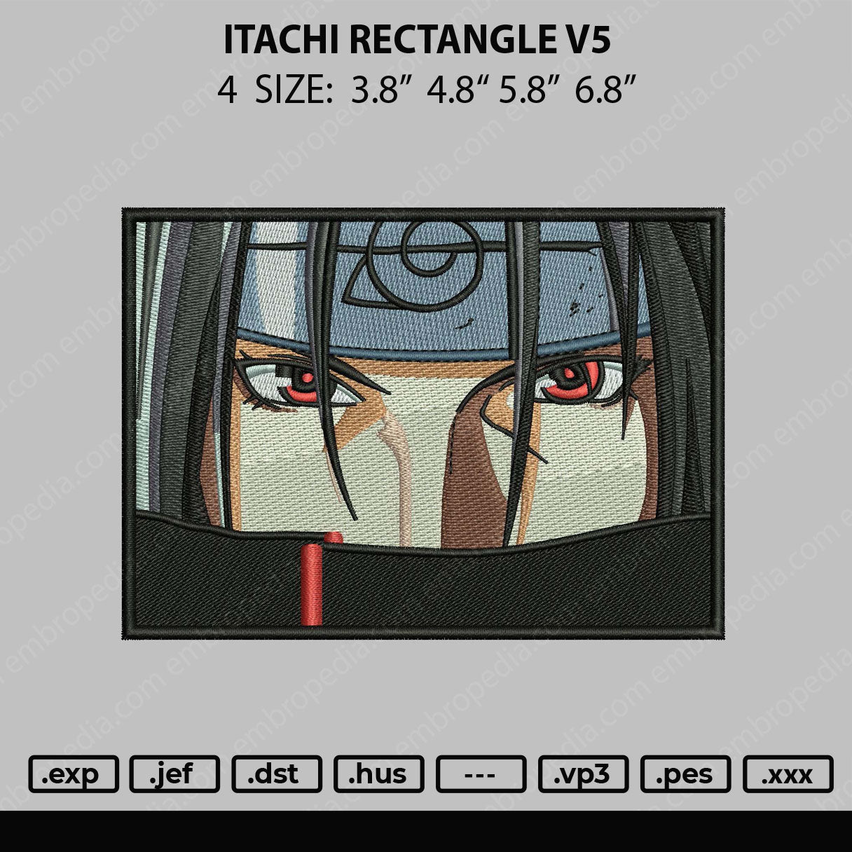 Itachi Rectangle V5 Embroidery File 4 size